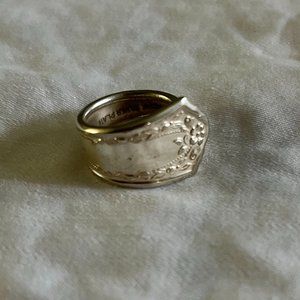 Silver Plate Vintage Spoon Ring approximate size 6